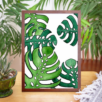 Monstera Deliciosa Large - Watercolor Plant Art Print