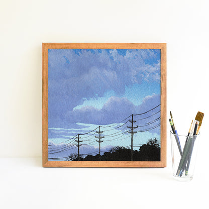 Blue and Purple Cloudscape - Watercolor Sky Art Print