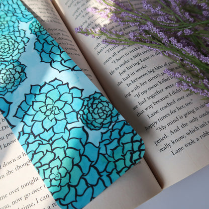 Blue Succulents Botanical Bookmark
