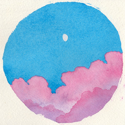 Cotton Candy Clouds Sky - Original Watercolor Painting Inktober Day 4