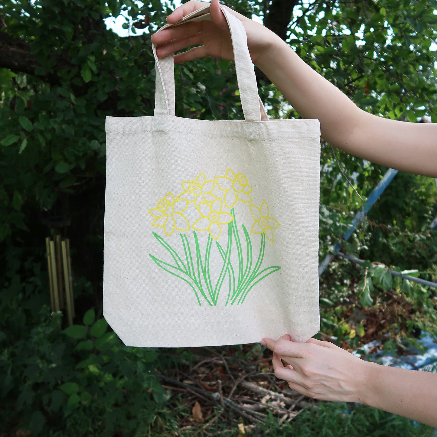 Daffodil Canvas Tote Bag with Pockets