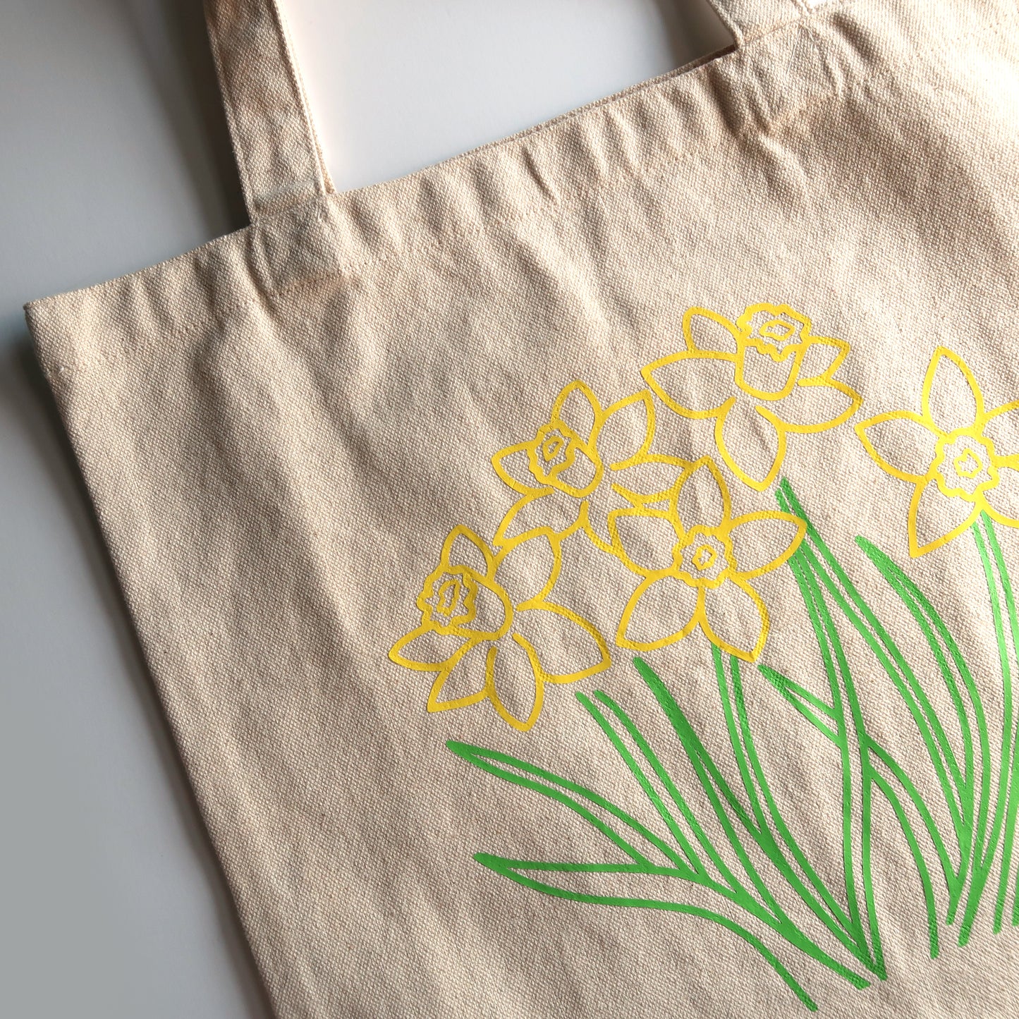 Daffodil Canvas Tote Bag with Pockets