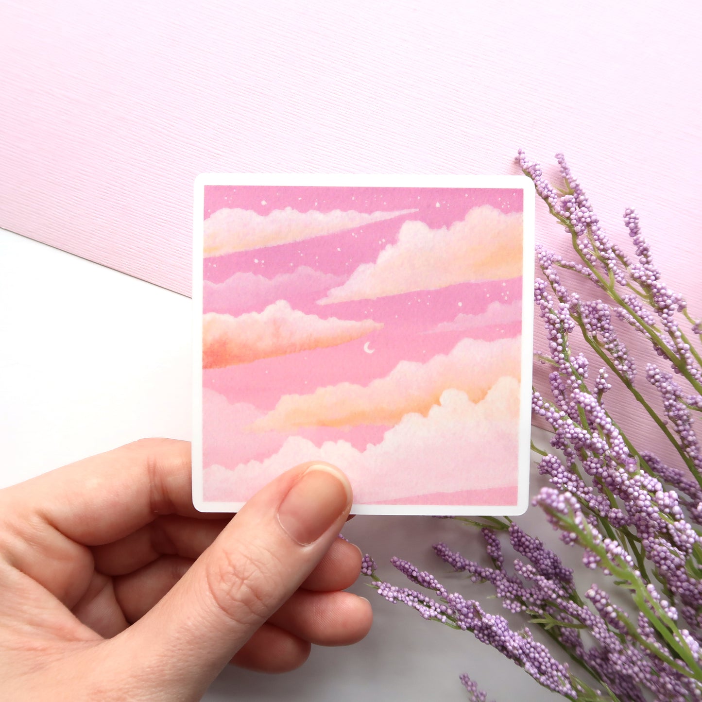 Dreamy Pink Sunset Glossy Vinyl Die Cut Sticker
