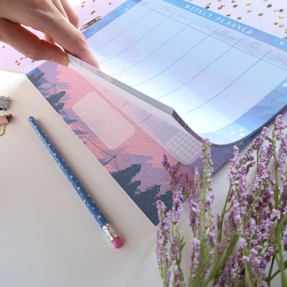 Purple Dusk Sky Weekly Planner - Stationery