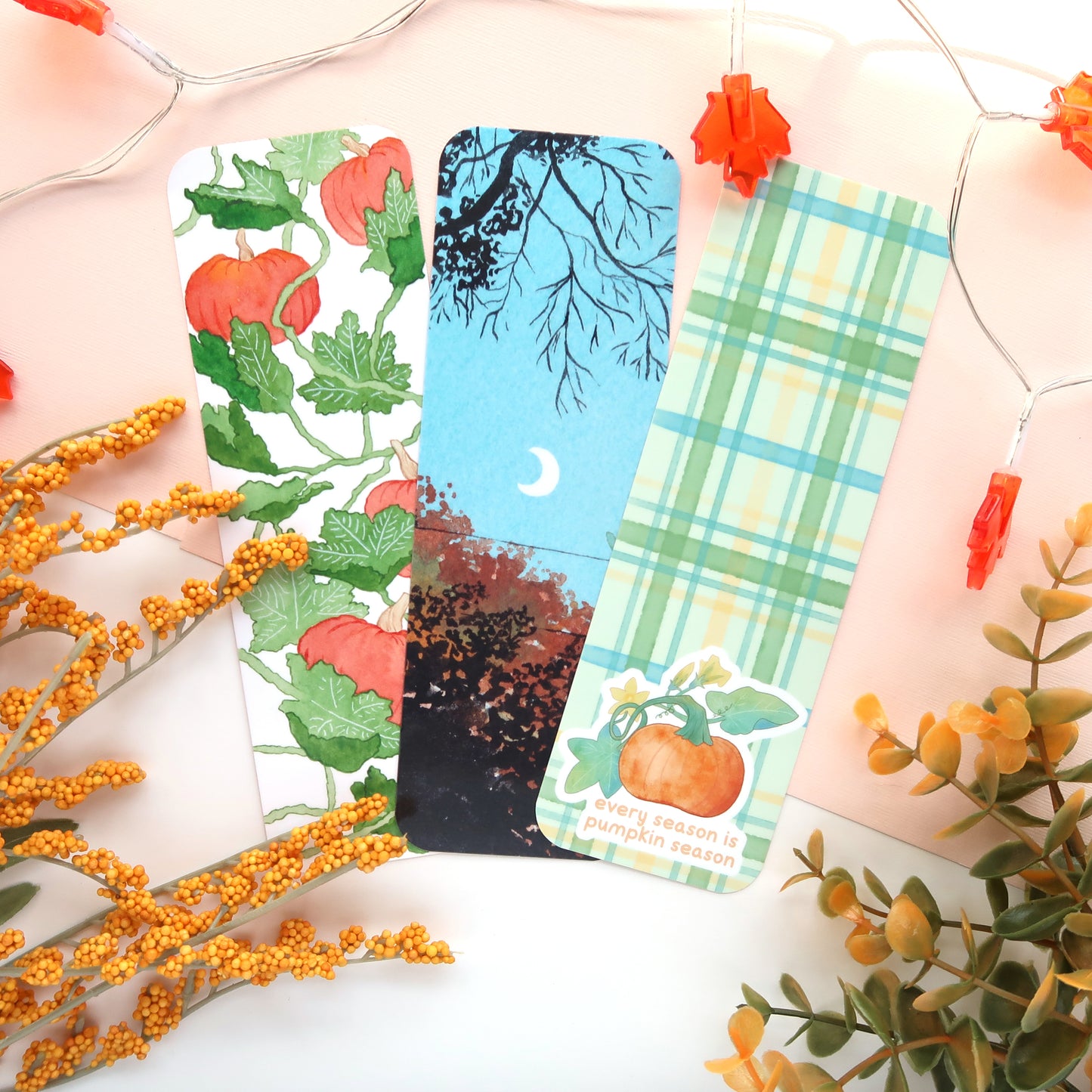 Fall Sky with Crescent Moon Bookmark