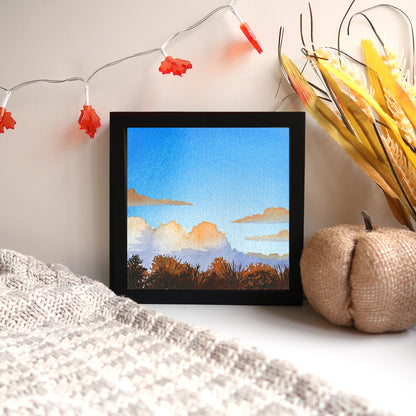 Fall Sunset with Clouds - Watercolor Sky Art Print