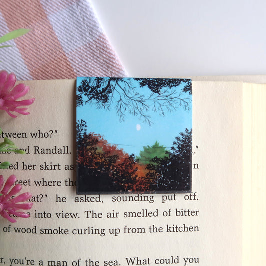 Fall Trees and Crescent Moon - Magnetic Bookmark