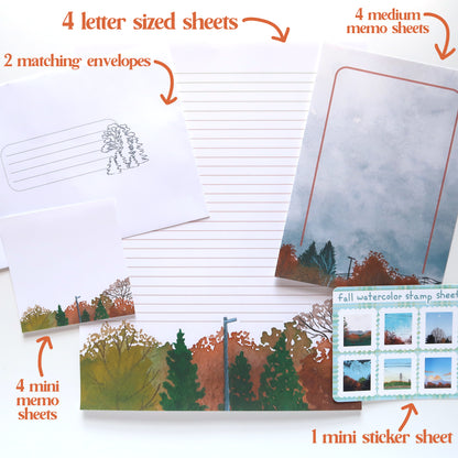Fall Watercolor Letter Writing Set - Stationery