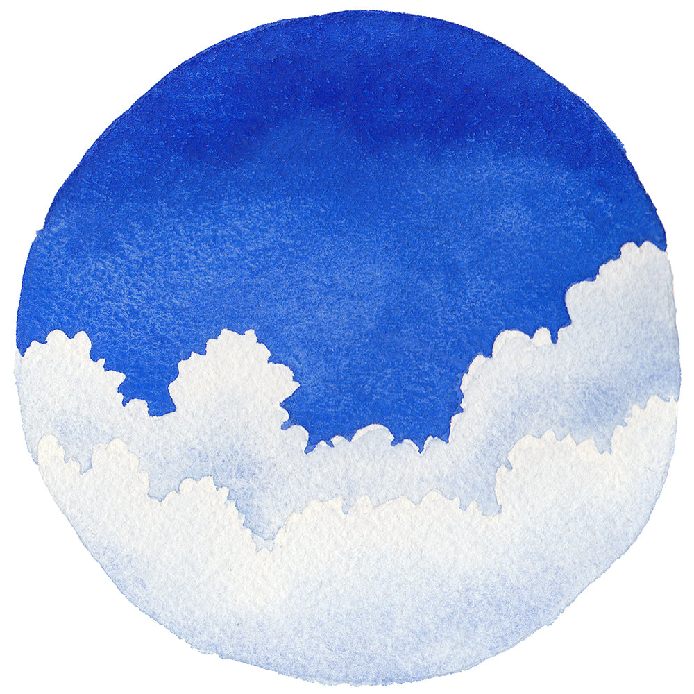 Fluffy Blue Clouds - Original Watercolor Painting Inktober Day 8