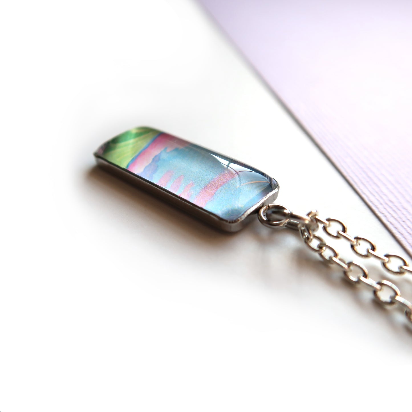 Pastel Cornfields Miniature Watercolor Sky Necklace