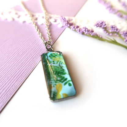 Summer Leaves Miniature Watercolor Plant Necklace