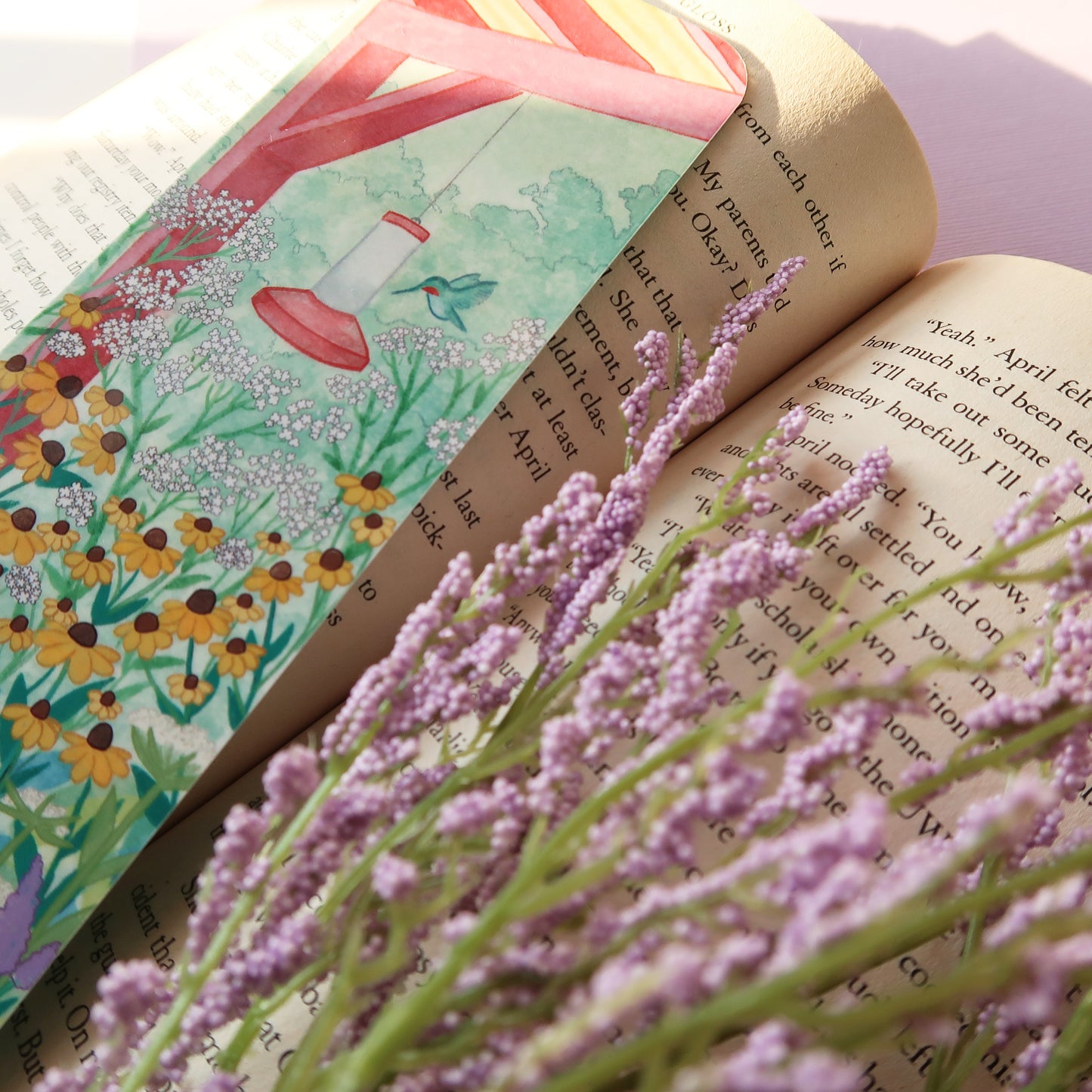 Hummingbird and Flowers Bookmark