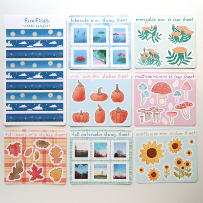 Fall Watercolor Stamps Mini Sticker Sheet