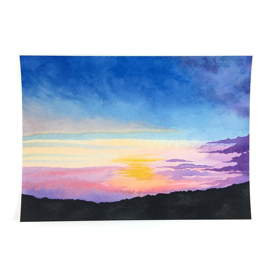 Mountain Sunset - Watercolor Sky Art Print