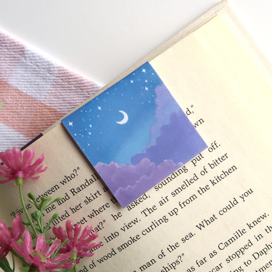 Night Sky with Purple Clouds and Moon - Magnetic Bookmark