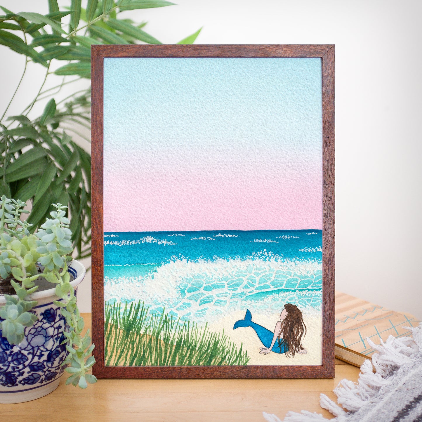 Ocean Waves Watercolor Art Print