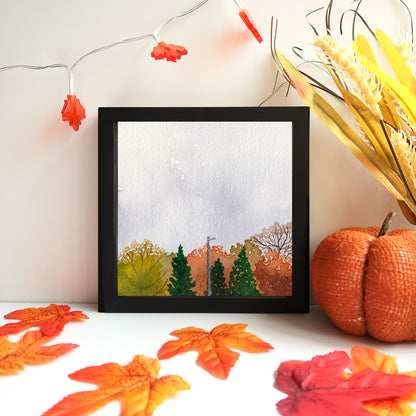 Orange Trees and Overcast - Watercolor Sky Art Print