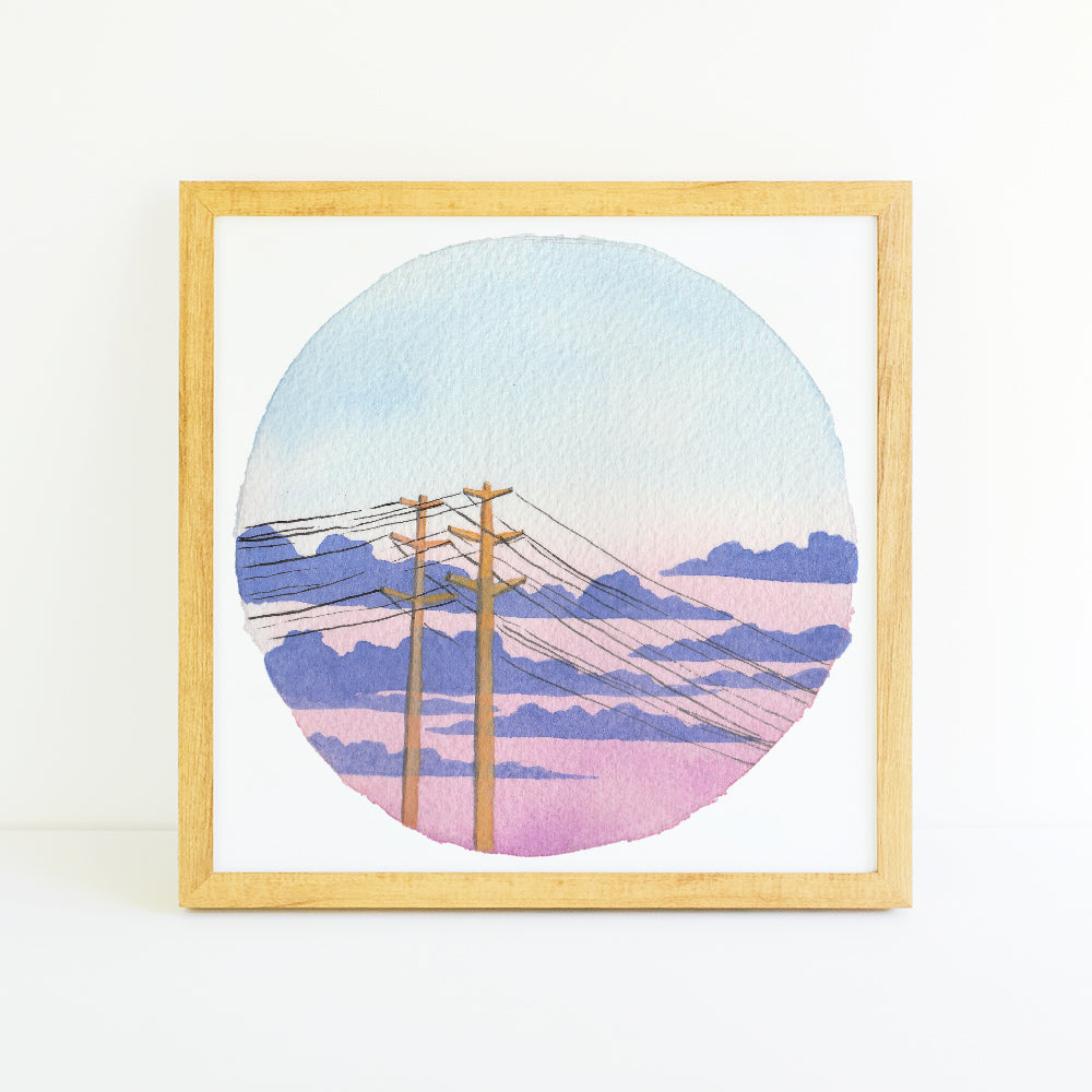 Pastel Cloudy Sunset - Watercolor Sky Art Print