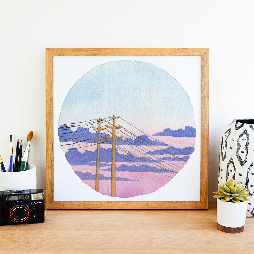 Pastel Cloudy Sunset - Watercolor Sky Art Print