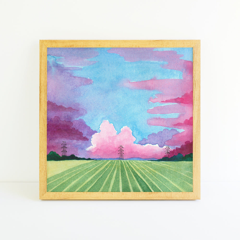 Pastel Cornfields - Watercolor Sky Art Print