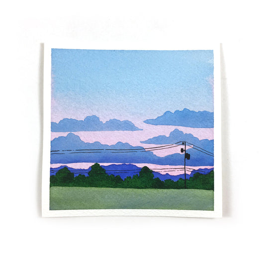 Pastel Sunset - Original Watercolor Painting Inktober Day 15