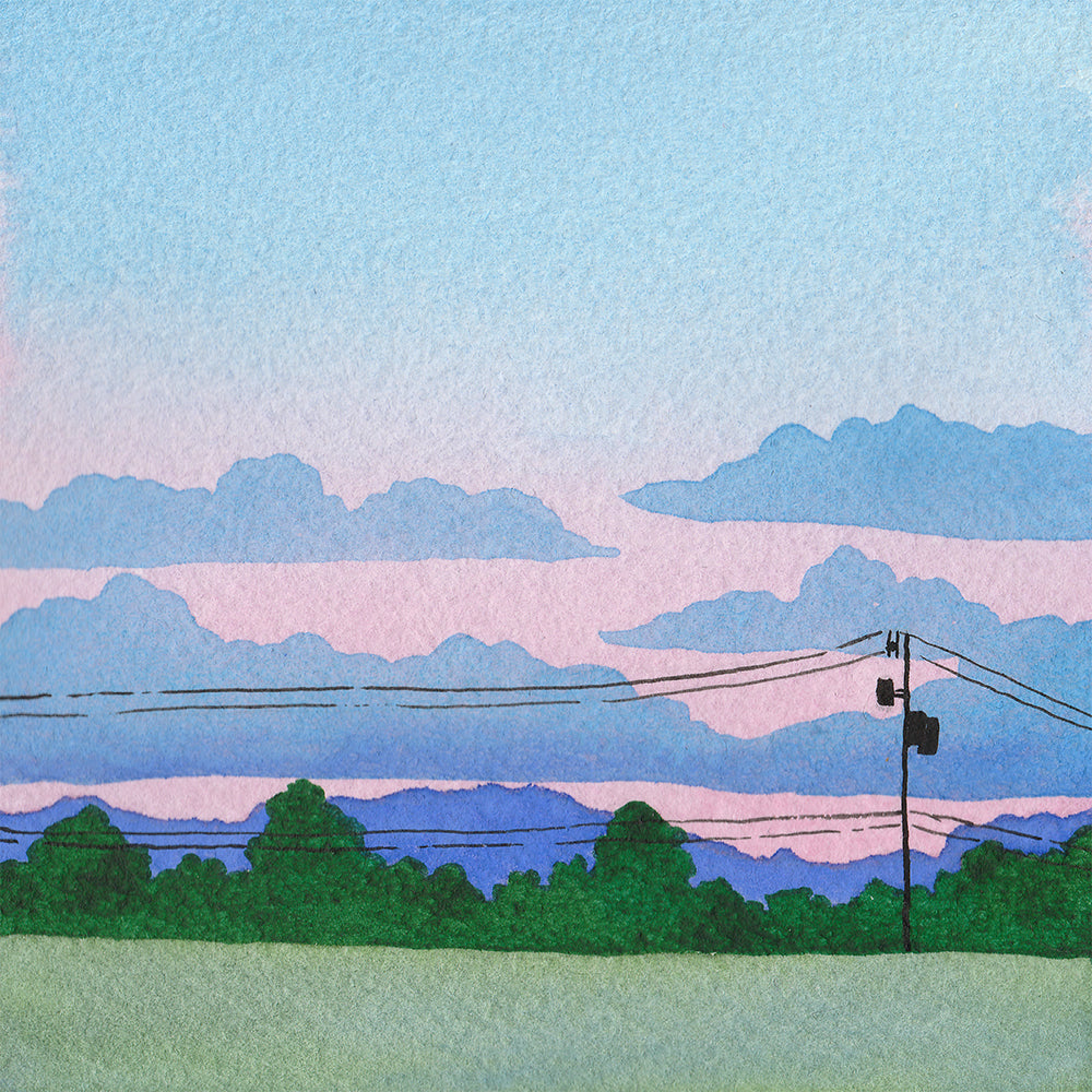 Pastel Sunset - Original Watercolor Painting Inktober Day 15