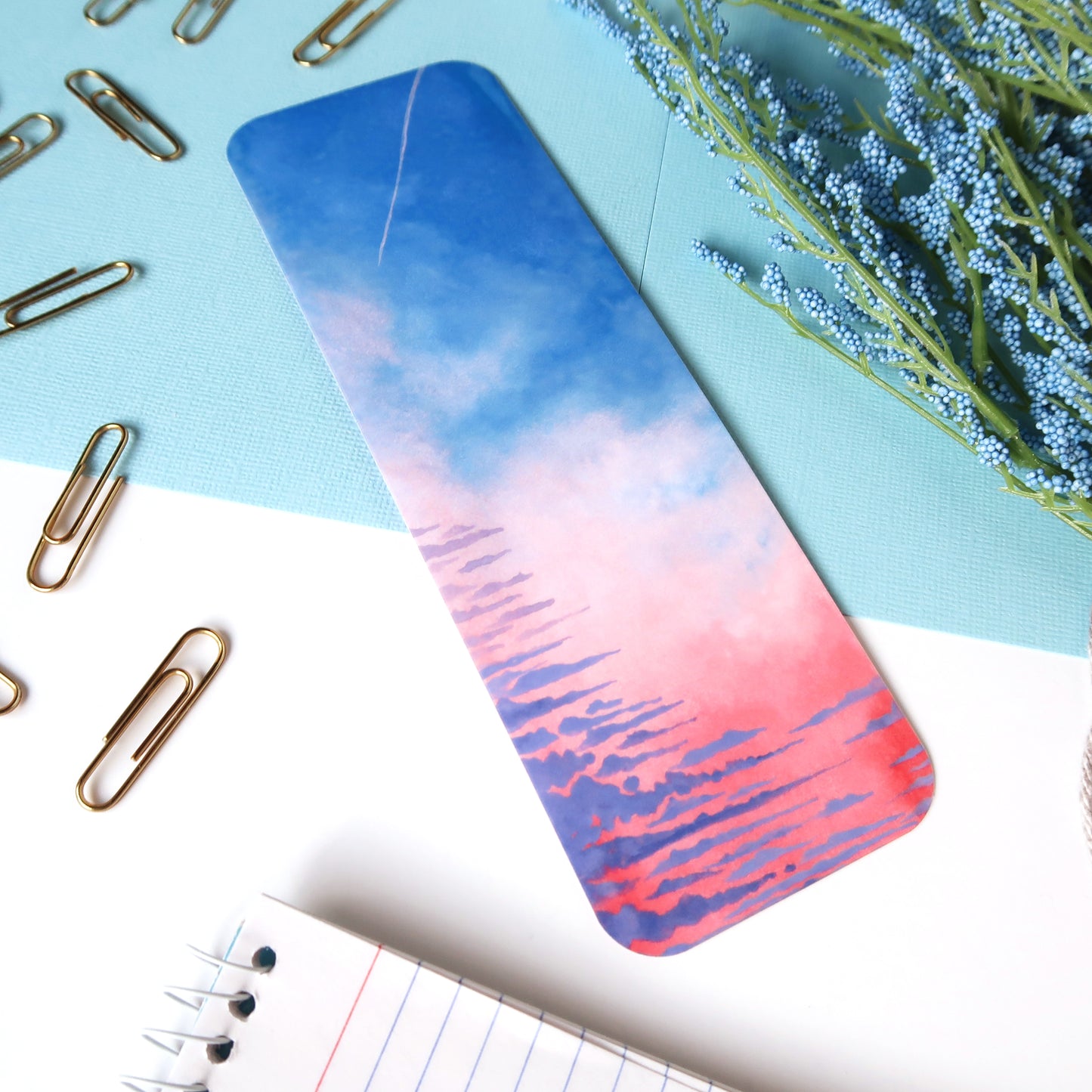 Pink and Blue Sunset Sky Bookmark