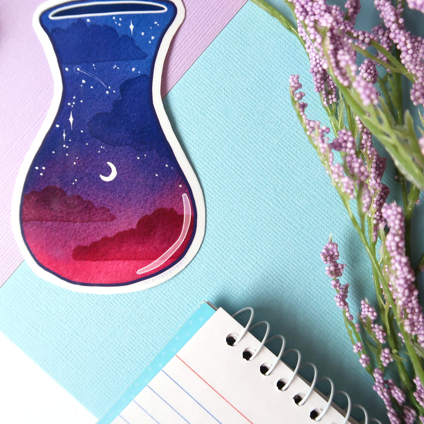 Pink and Purple Night Sky Jar Glossy Vinyl Die Cut Sticker