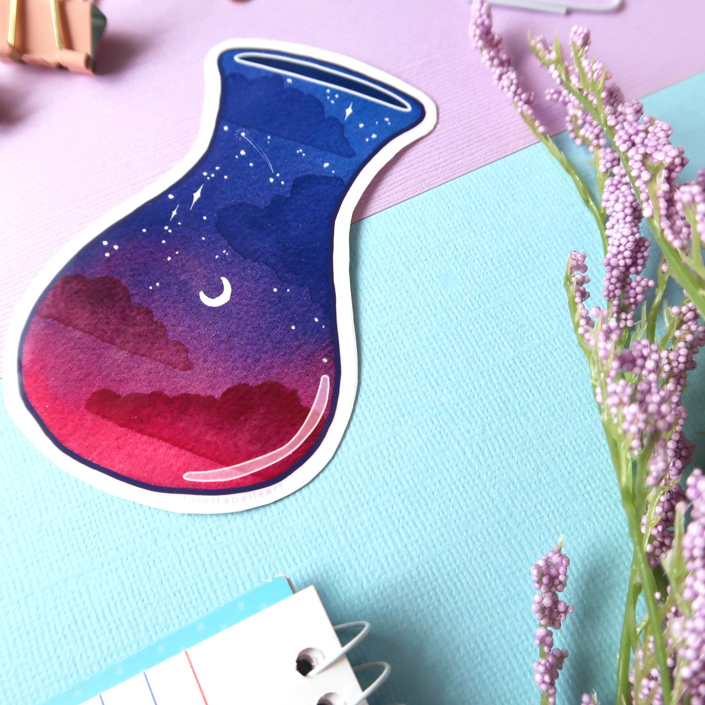 Pink and Purple Night Sky Jar Glossy Vinyl Die Cut Sticker