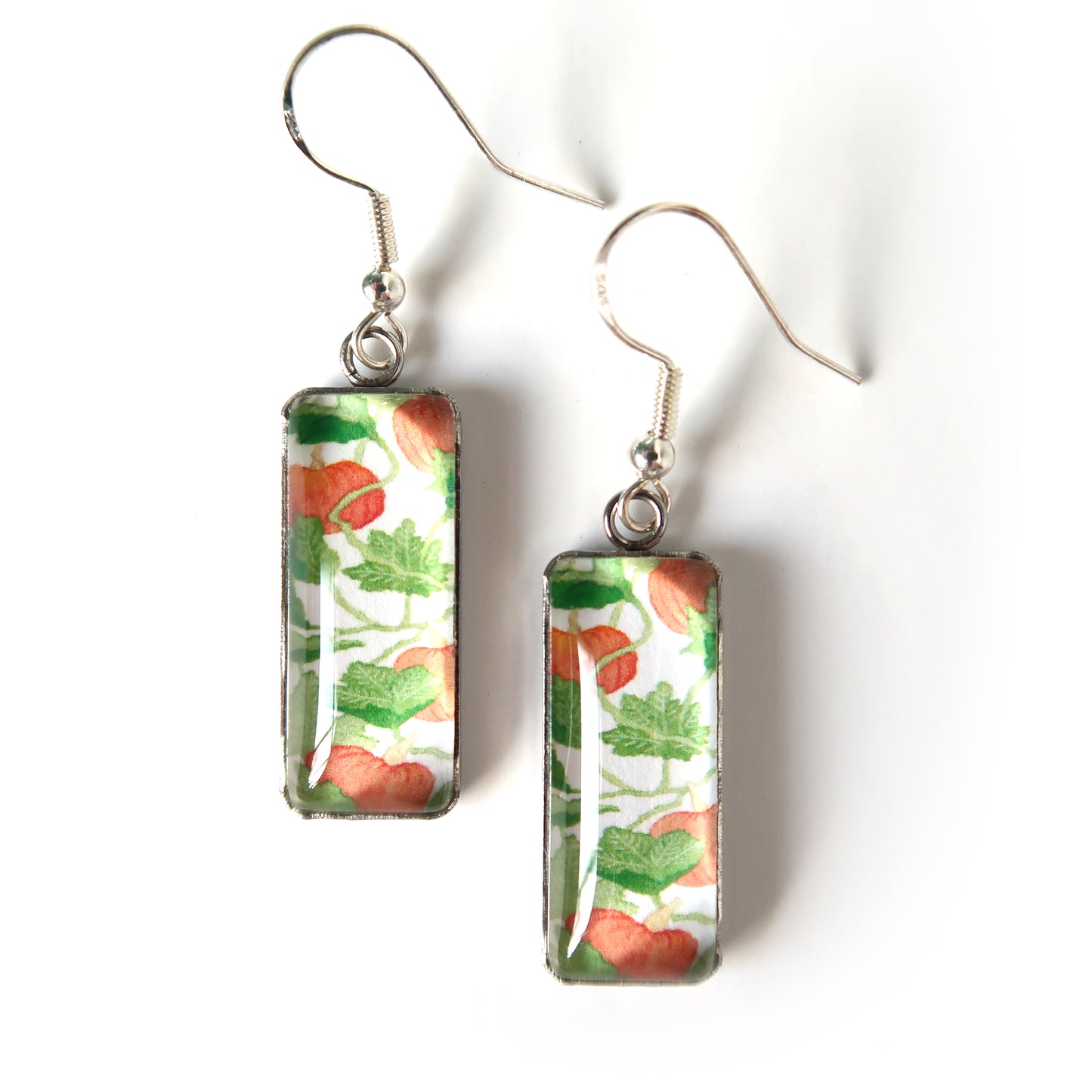 Pumpkin Vines Rectangle Dangle Earrings