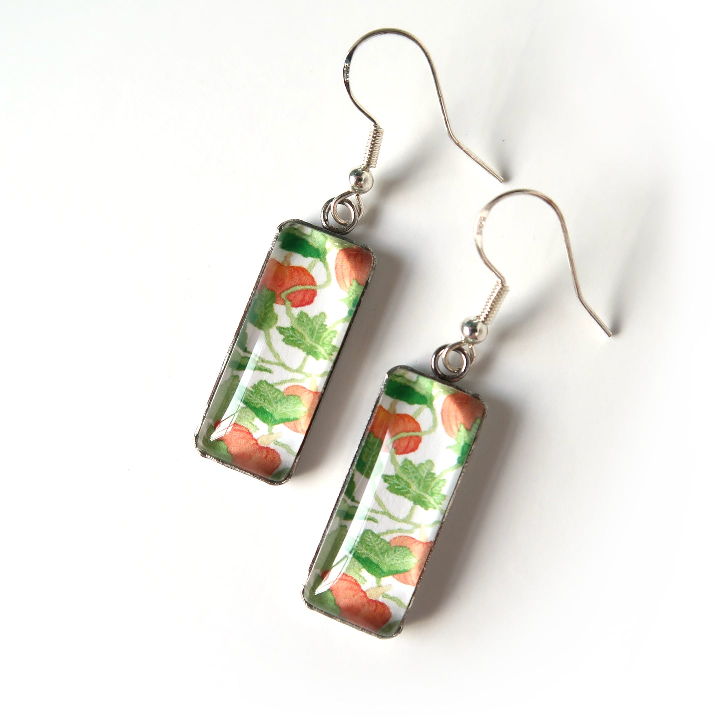 Pumpkin Vines Rectangle Dangle Earrings