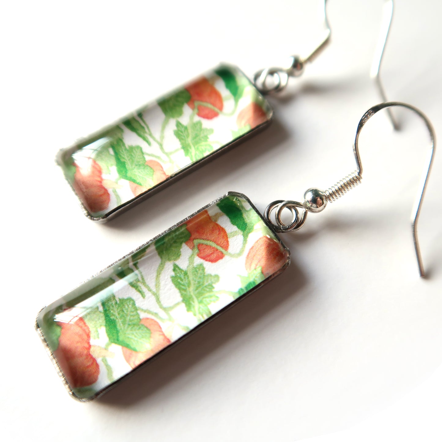 Pumpkin Vines Rectangle Dangle Earrings