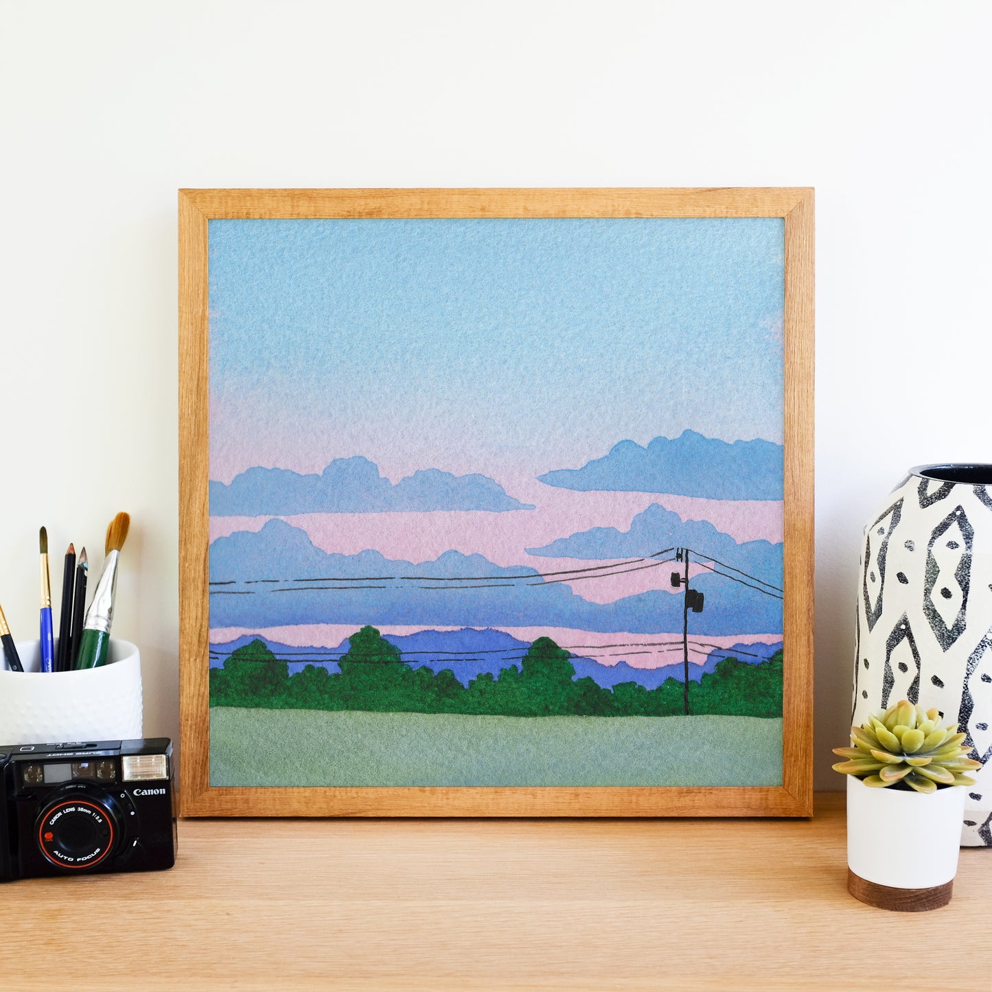 Purple and Pink Sunset - Watercolor Sky Art Print