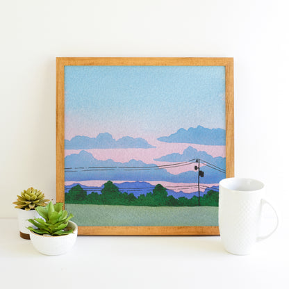 Purple and Pink Sunset - Watercolor Sky Art Print
