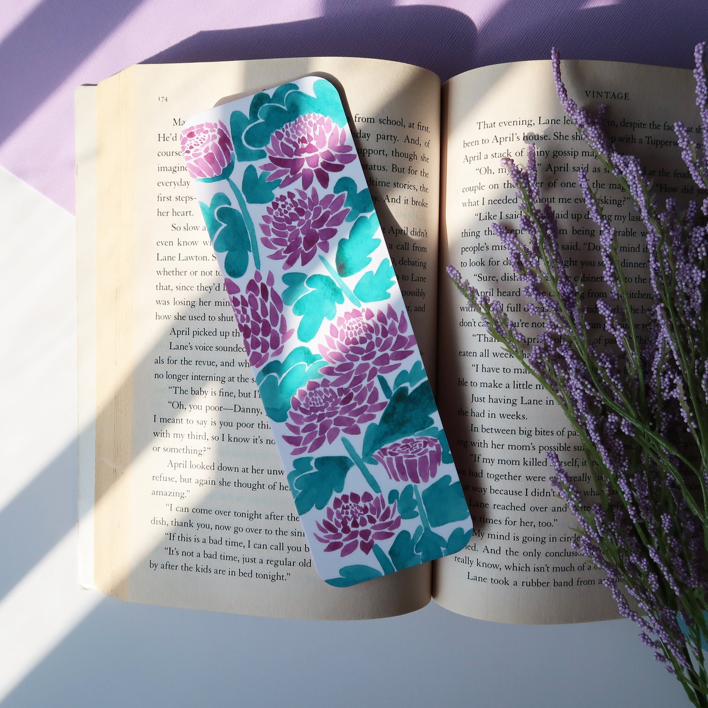 Purple Chrysanthemums Flower Bookmark