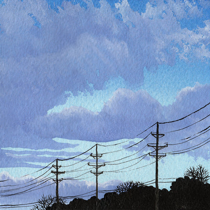 Purple Cloudy Sky - Original Watercolor Painting Inktober Day 22