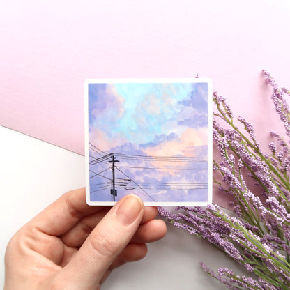 Purple Cloudy Sky Glossy Vinyl Die Cut Sticker