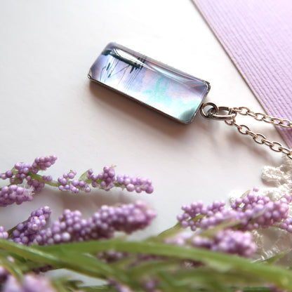 Purple Skies and Powerlines Miniature Watercolor Necklace