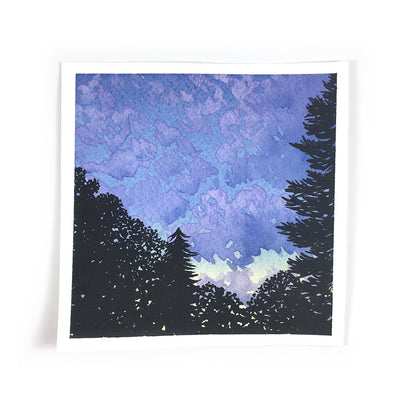 Purple Sunset - Original Watercolor Painting Inktober Day 24