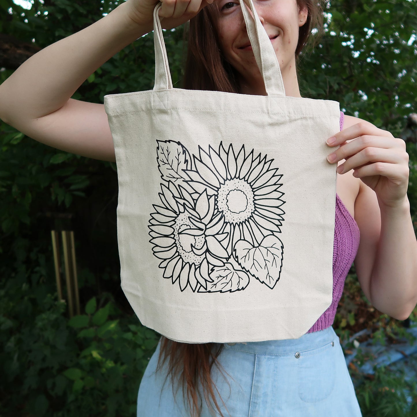 Sunflowers Minimalist Canvas Tote Bag - No Pockets