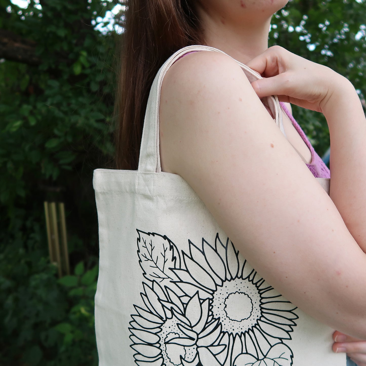 Sunflowers Minimalist Canvas Tote Bag - No Pockets