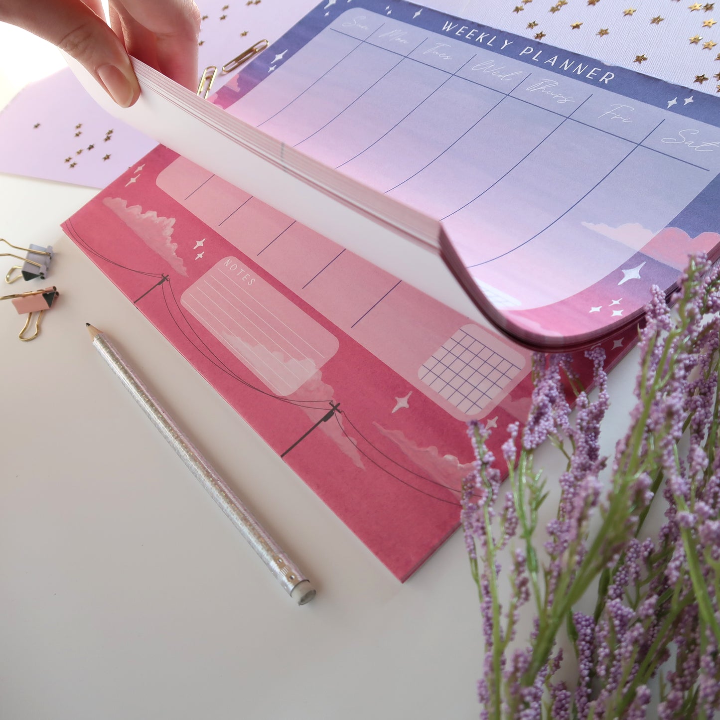 Purple and Pink Sunset Sky Weekly Planner - Stationery