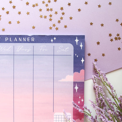 Purple and Pink Sunset Sky Weekly Planner - Stationery