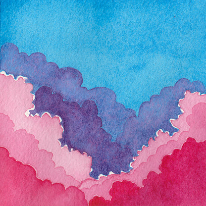 Technicolor Clouds - Original Watercolor Painting Inktober Day 13