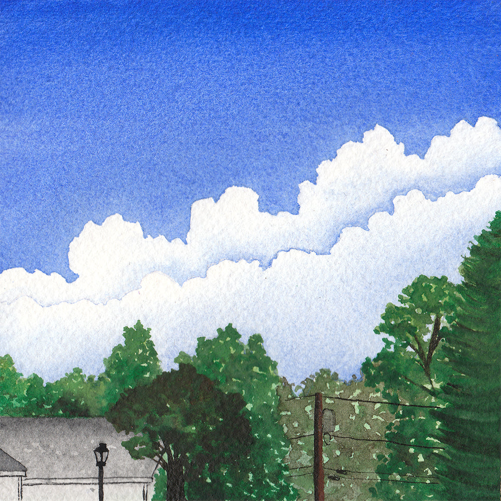 Trees and Cloudy Sky - Original Watercolor Painting Inktober Day 9