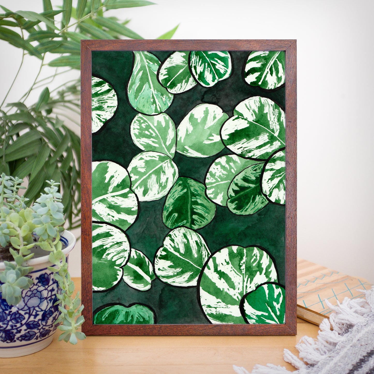 Variegated Peperomia - Watercolor Plant Art Print