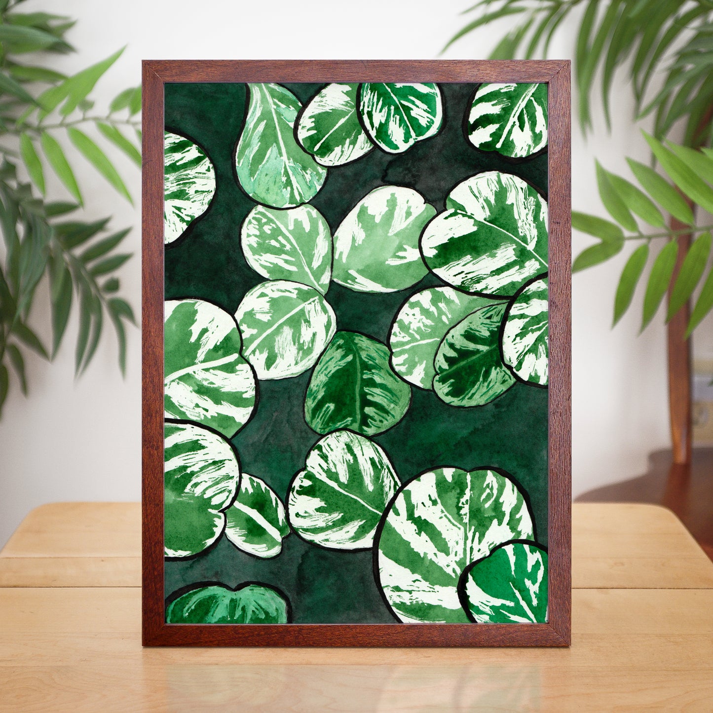 Variegated Peperomia - Watercolor Plant Art Print