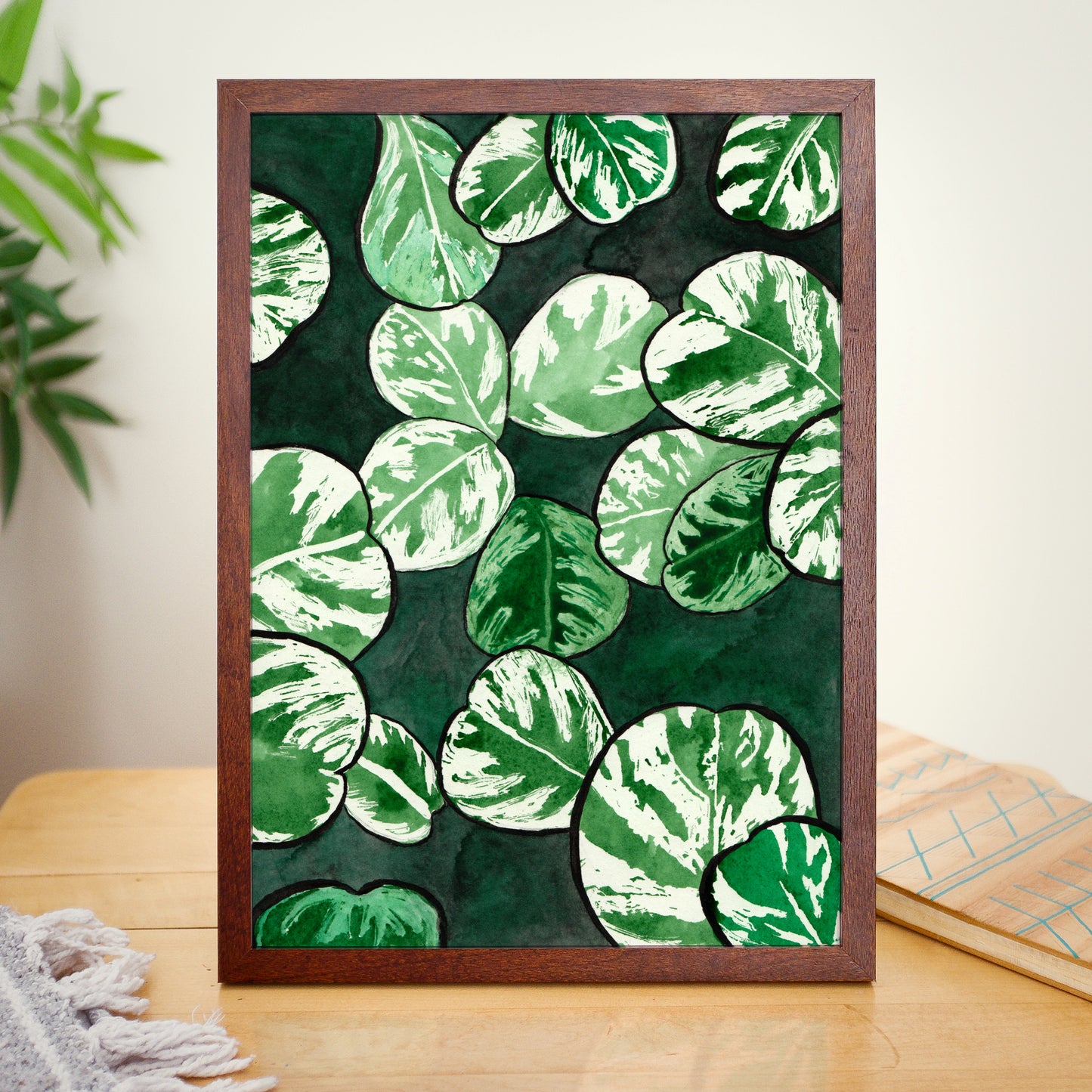 Variegated Peperomia - Watercolor Plant Art Print