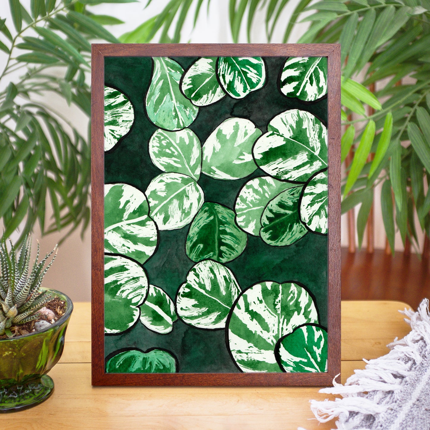 Variegated Peperomia - Watercolor Plant Art Print