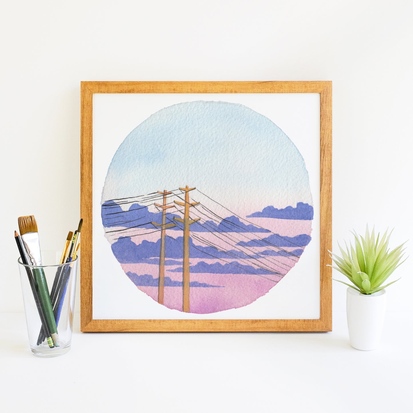 Pastel Cloudy Sunset - Watercolor Sky Art Print